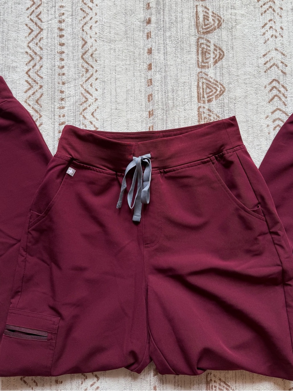 Figs Zamora High Rise Burgundy Jogger Scrub Pant